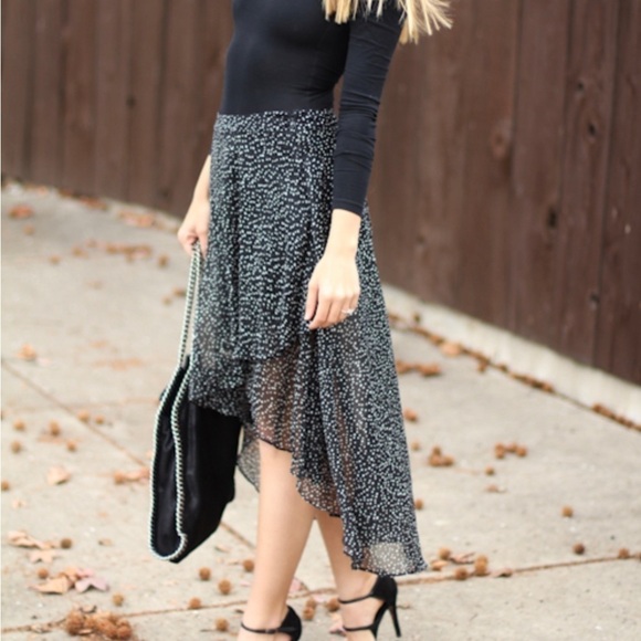 Forever 21 High-Low Sheer Polka Dot Layered Tiered Skirt - Picture 3 of 16